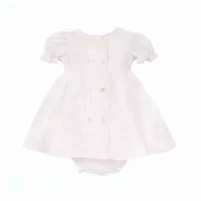 SS26 Baby Girls Pink Button Smock Dress & Knickers