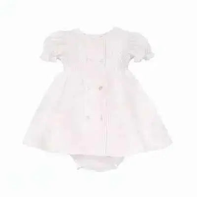 SS26 Baby Girls Pink Button Smock Dress & Knickers