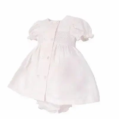 SS26 Baby Girls Pink Button Smock Dress & Knickers Dainty Delilah