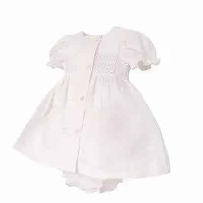 SS26 Baby Girls Pink Button Smock Dress & Knickers