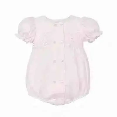 SS26 Baby Girls Pink Button Smock Romper