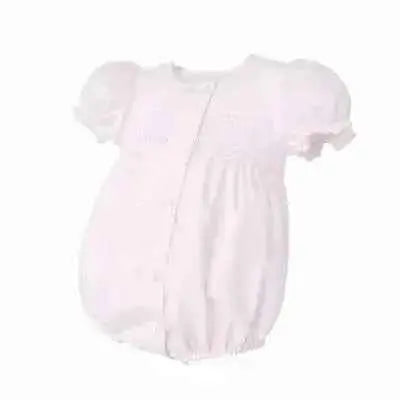 SS26 Baby Girls Pink Button Smock Romper