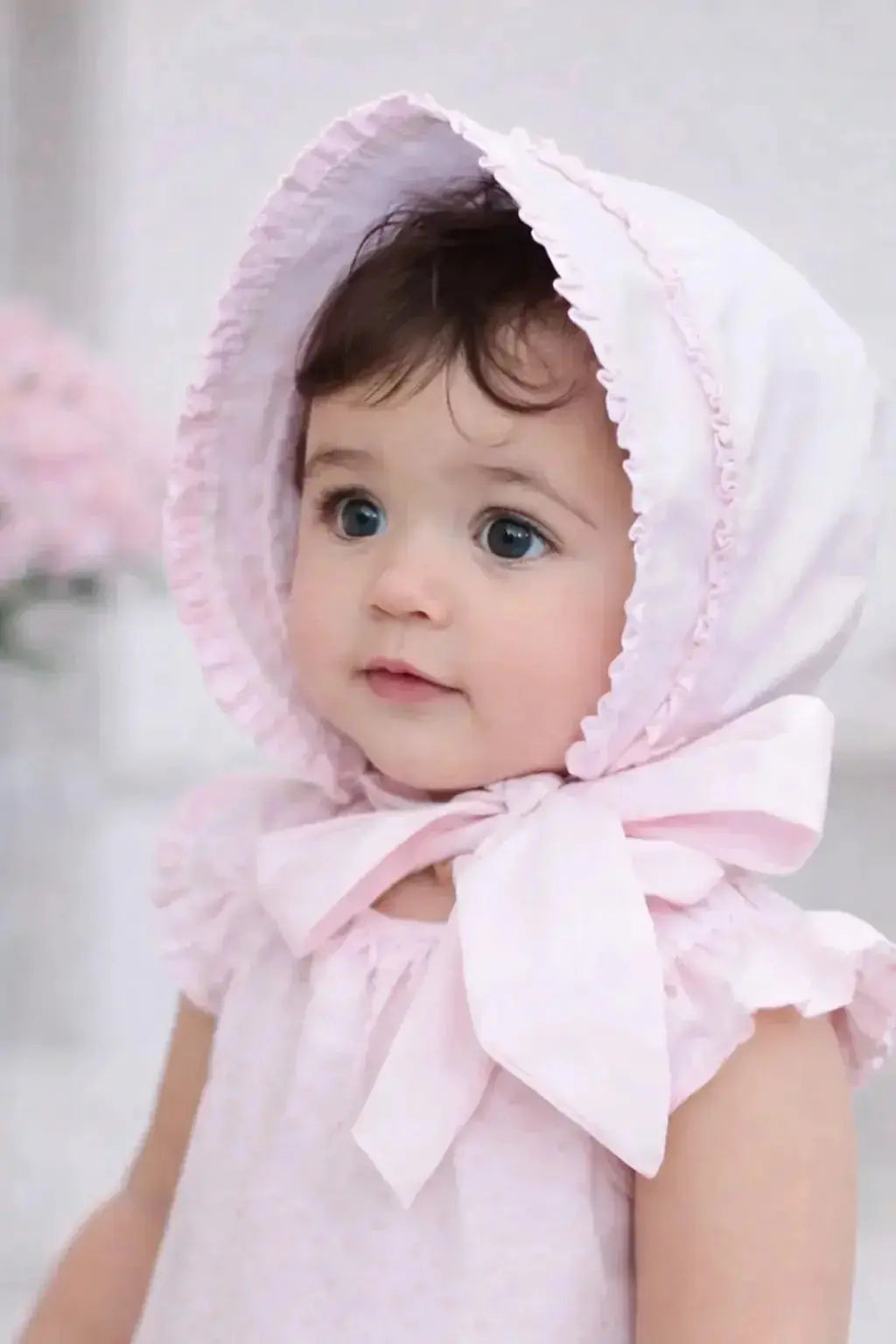 SS26 Baby Girls Pink Frilly Sun Bonnets Dainty Delilah