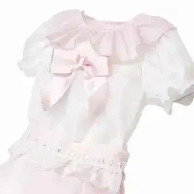 SS26 Baby Girls Pink Lace Ribbon Jam Pant Set