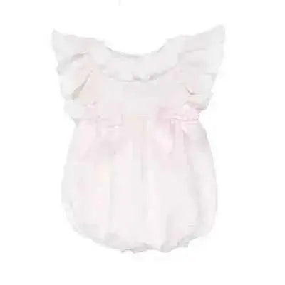 SS26 Baby Girls Pink Pique Frill Romper
