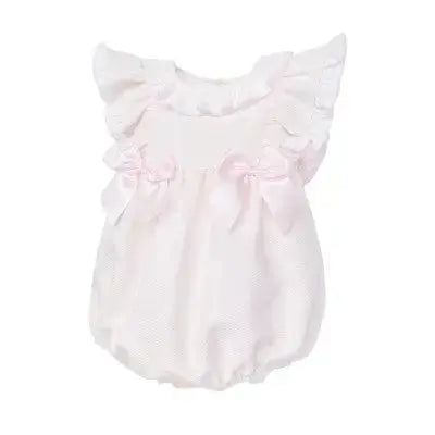 SS26 Baby Girls Pink Pique Frill Romper Dainty Delilah
