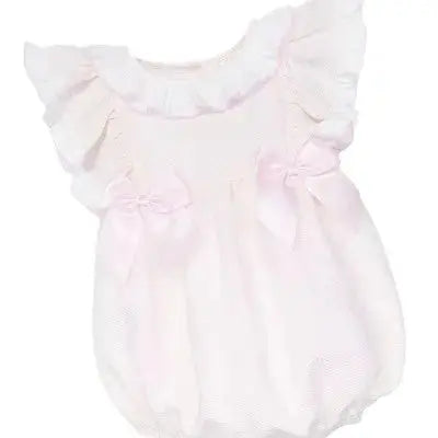 SS26 Baby Girls Pink Pique Frill Romper Dainty Delilah