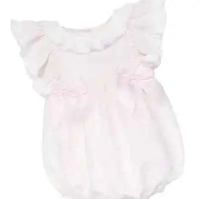 SS26 Baby Girls Pink Pique Frill Romper