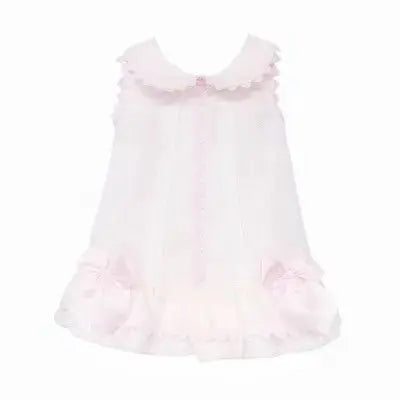 SS26 Baby Girls Pink Pique Trim Dress Dainty Delilah