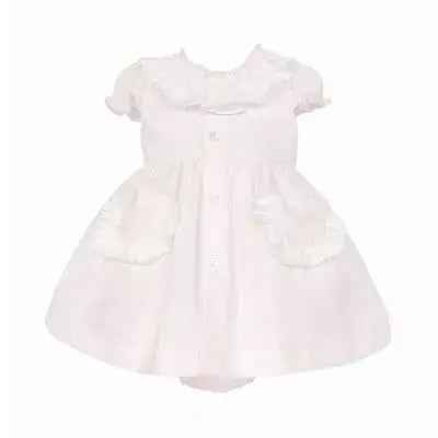 SS26 Baby Girls Pink Pocket Smock Dress & Knickers