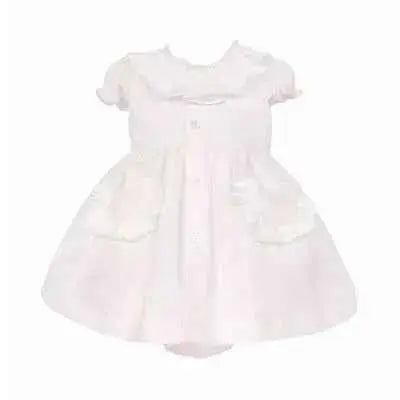 SS26 Baby Girls Pink Pocket Smock Dress & Knickers