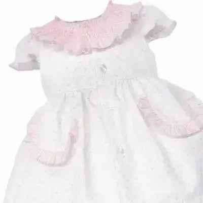 SS26 Baby Girls Pink Spot Smock Dress & Knickers