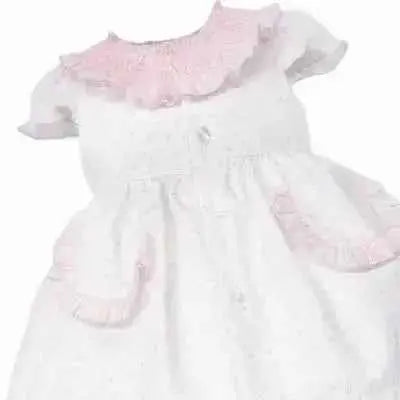 SS26 Baby Girls Pink Spot Smock Dress & Knickers