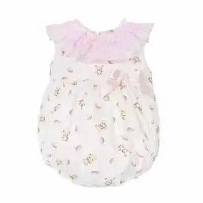 SS26 Baby Girls Pink Teddy Smock Romper