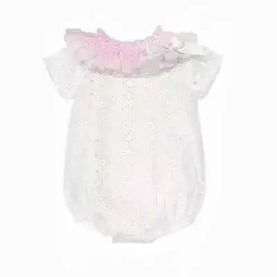 SS26 Baby Girls White Embroidered Romper