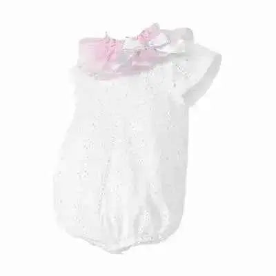 SS26 Baby Girls White Embroidered Romper
