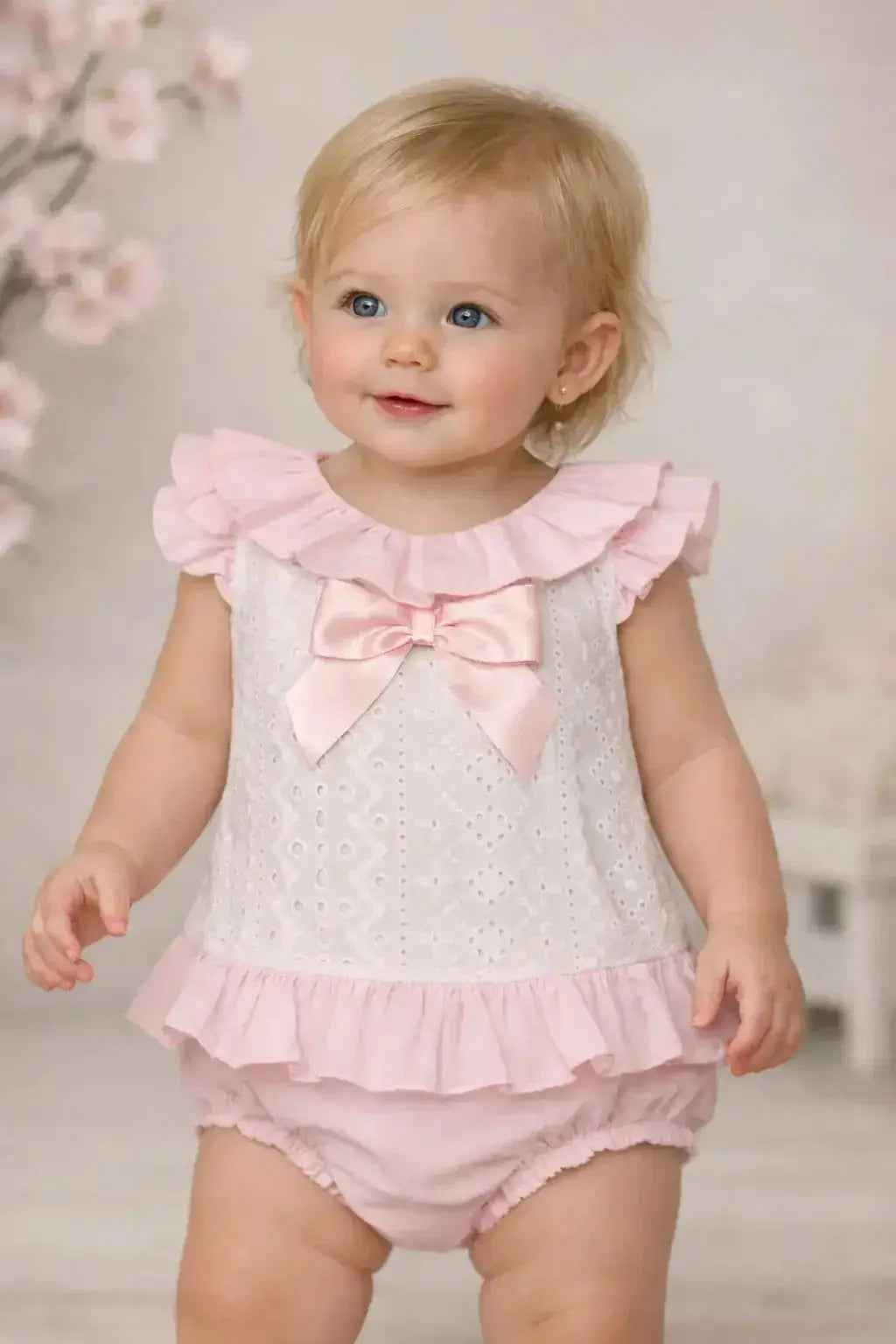 SS26 Baby Girls White Embroidery Dress & Knickers