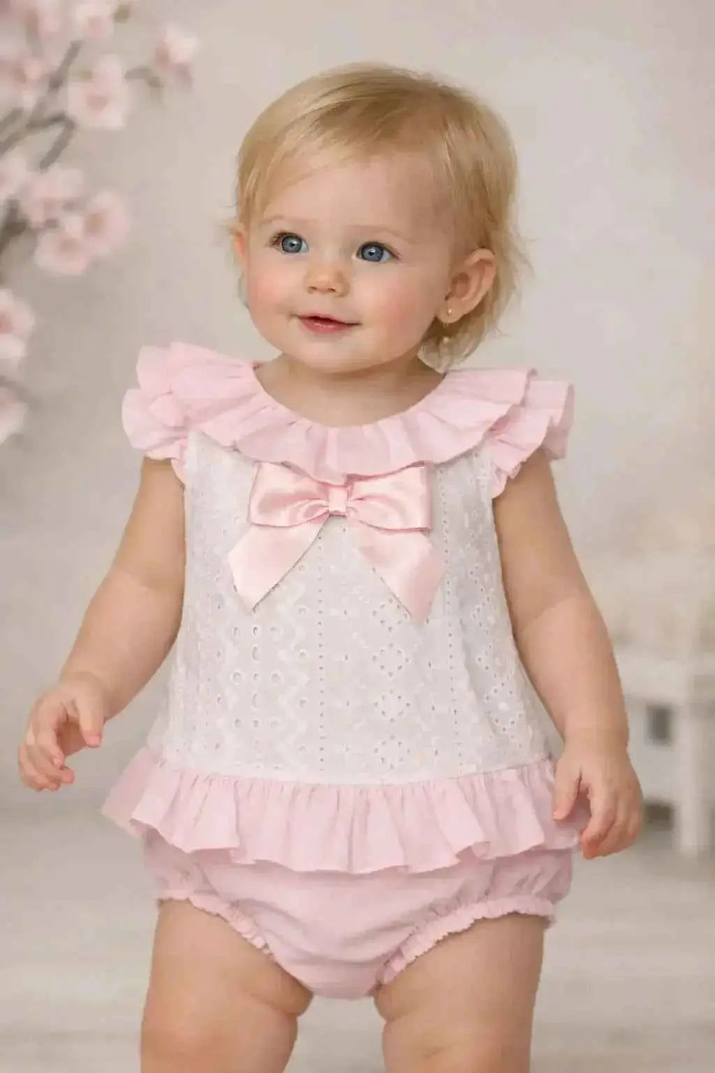 SS26 Baby Girls White Embroidery Dress & Knickers