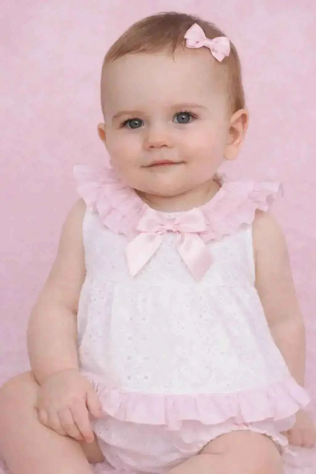 SS26 Baby Girls White Embroidery Dress & Knickers
