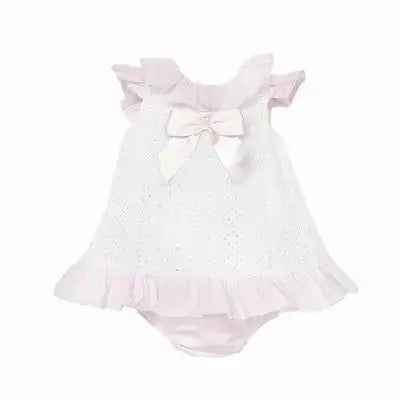 SS26 Baby Girls White Embroidery Dress & Knickers Dainty Delilah