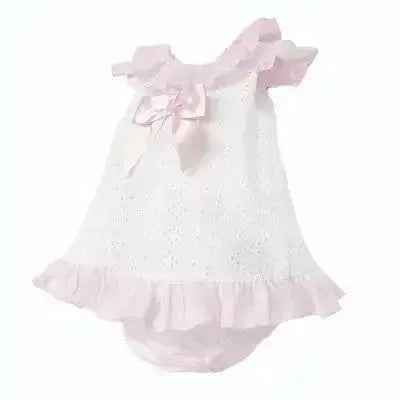 SS26 Baby Girls White Embroidery Dress & Knickers