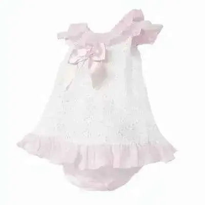 SS26 Baby Girls White Embroidery Dress & Knickers