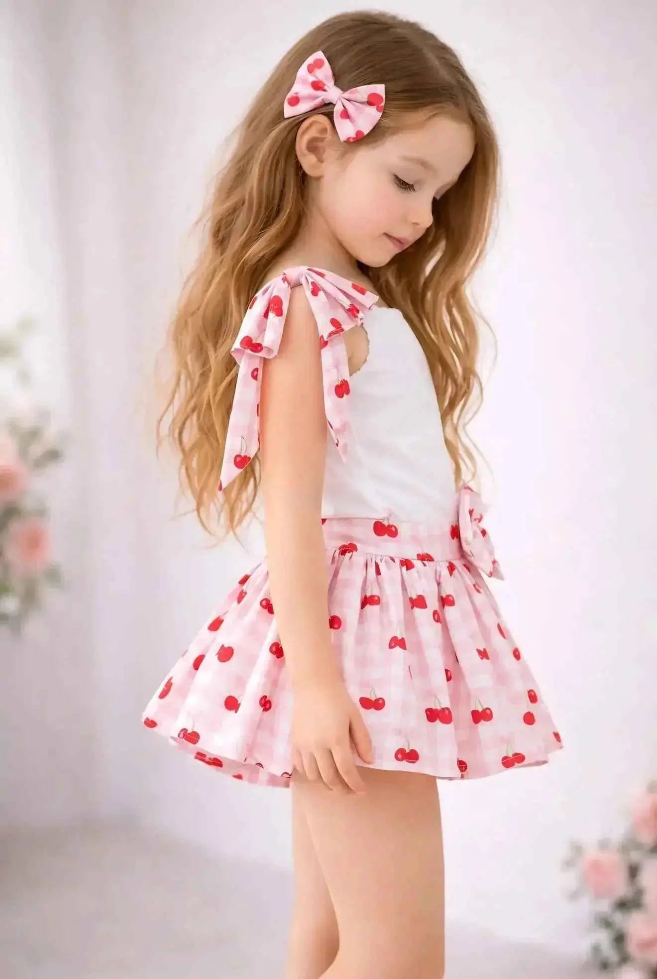 SS26 Cherry Pink Gingham Skort Jam Pant Set & Shirt