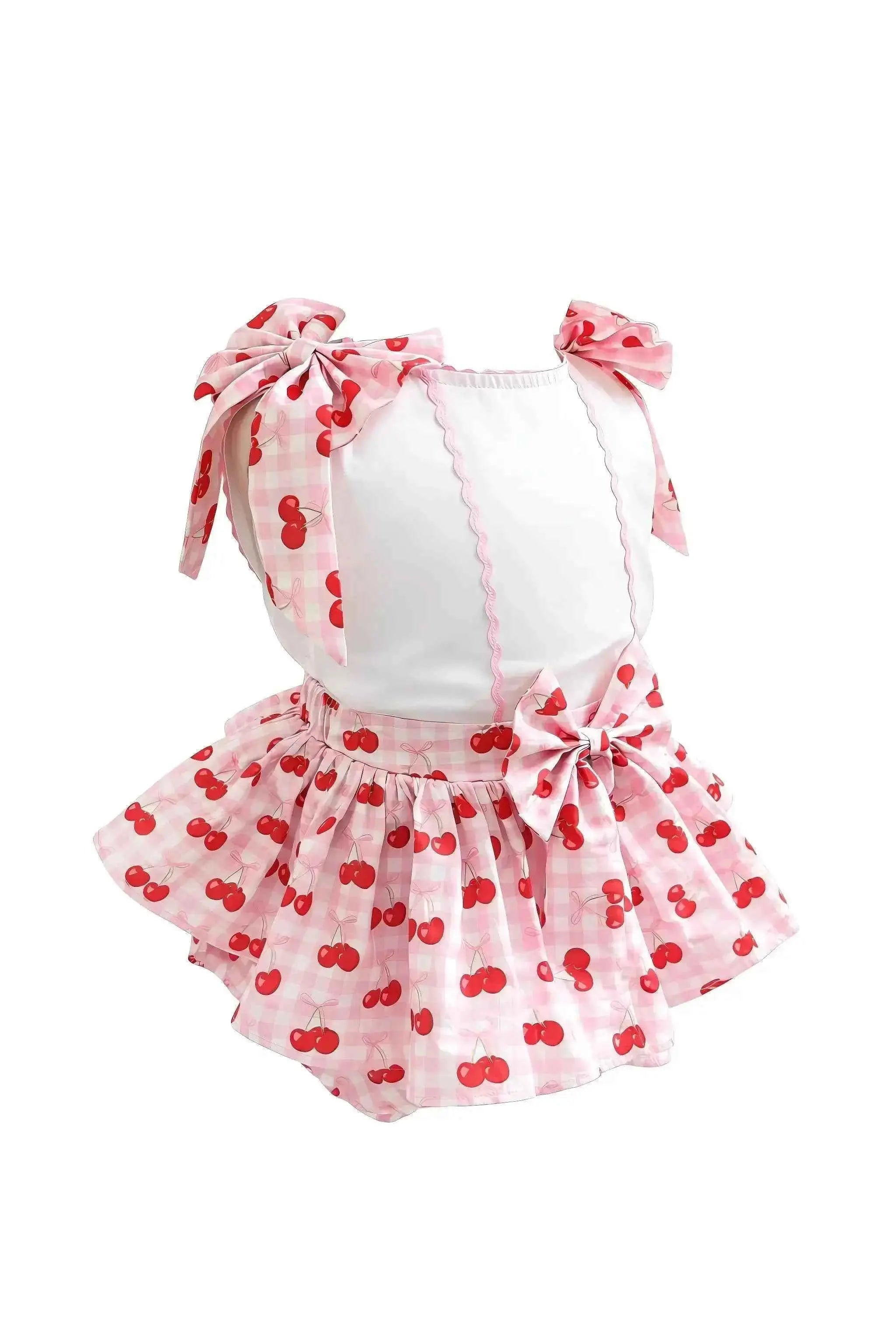 SS26 Cherry Pink Gingham Skort Jam Pant Set & Shirt