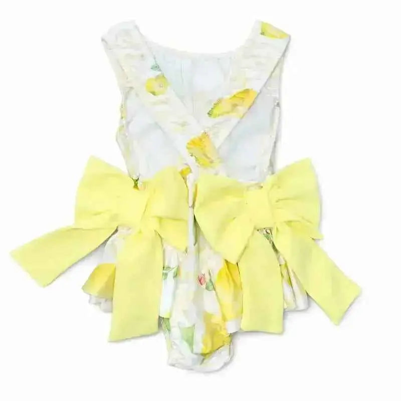 SS26 Girls Summer Lemon Frilly Bow Swimming Costume