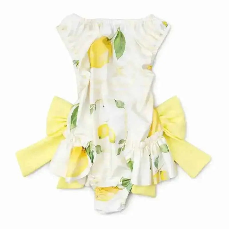 SS26 Girls Summer Lemon Frilly Bow Swimming Costume