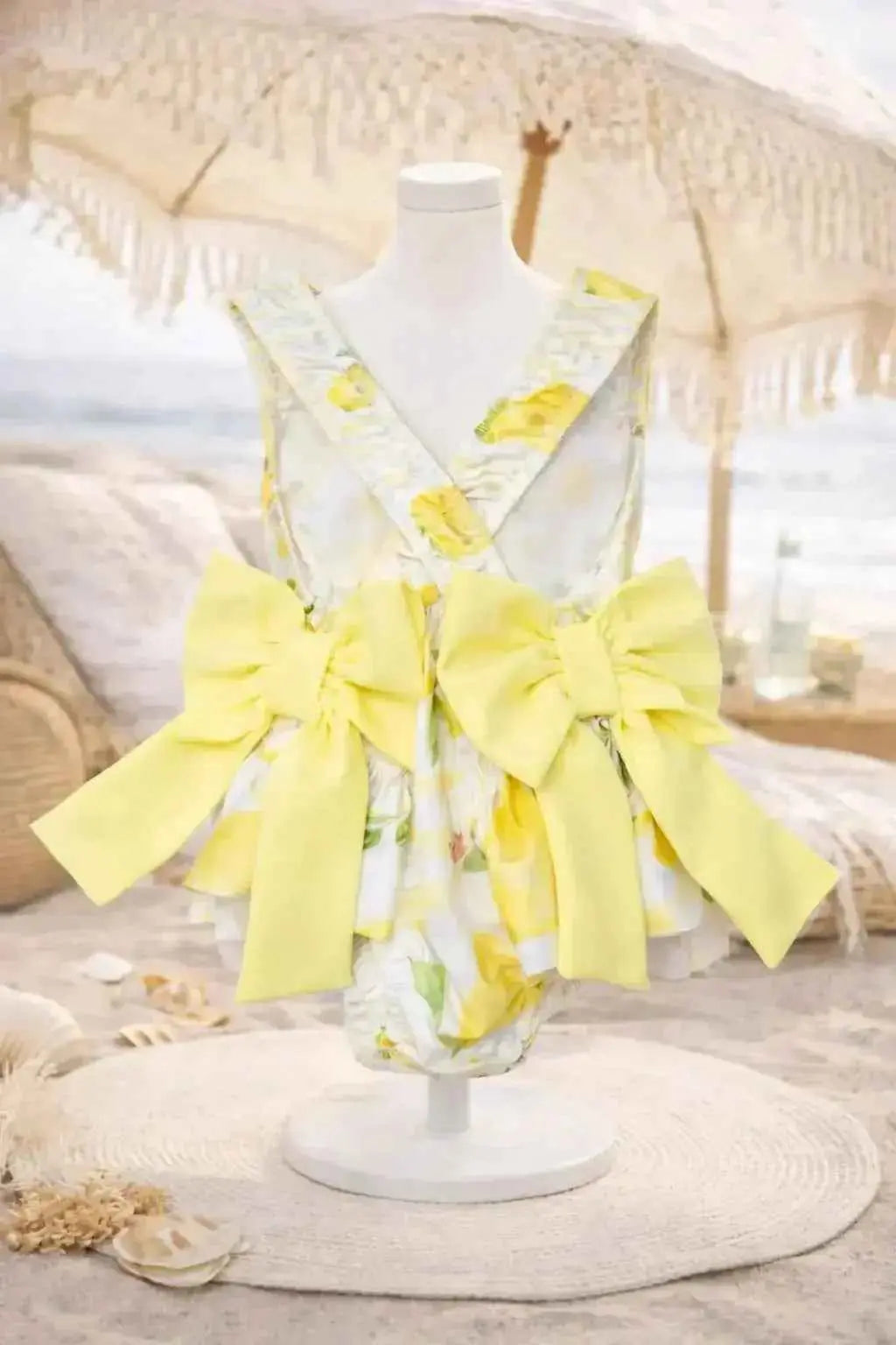 SS26 Girls Summer Lemon Frilly Bow Swimming Costume