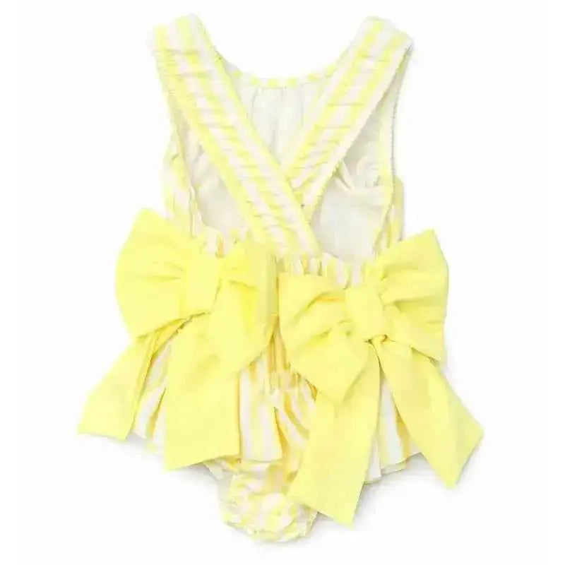 SS26 Girls Summer Lemon Stripe Swimming Costume