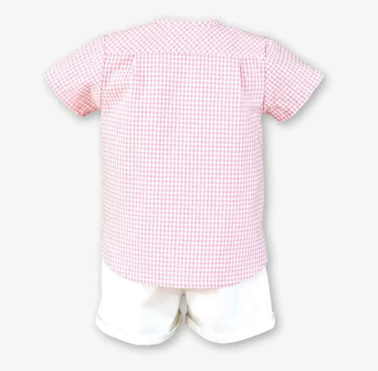 SS26 Miranda Baby Boys Pink Check Shirt & Short Set