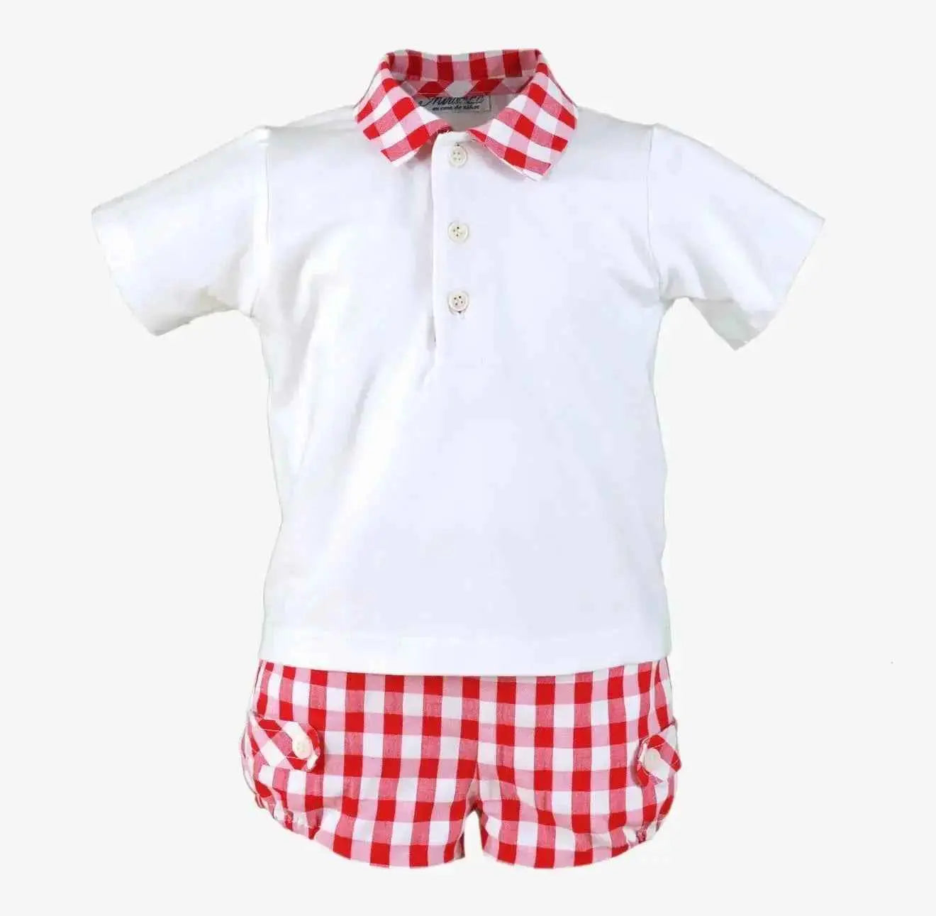 SS26 Miranda Baby Boys Red Check Shirt & Short Set