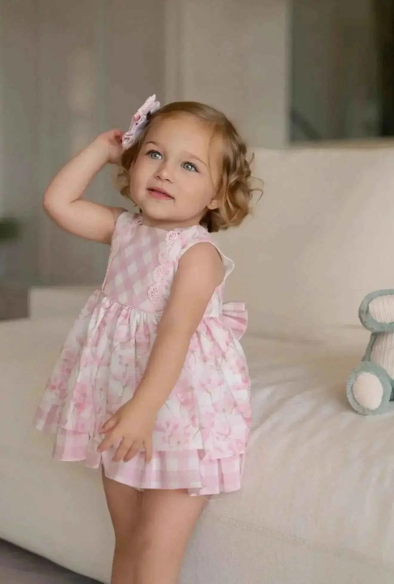 SS26 Miranda Girls Pink Floral & Check Headband