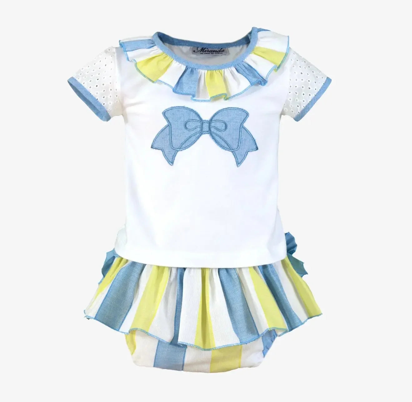 Miranda Baby Girls Lemon & Blue Stripe Jam Pant Set Miranda