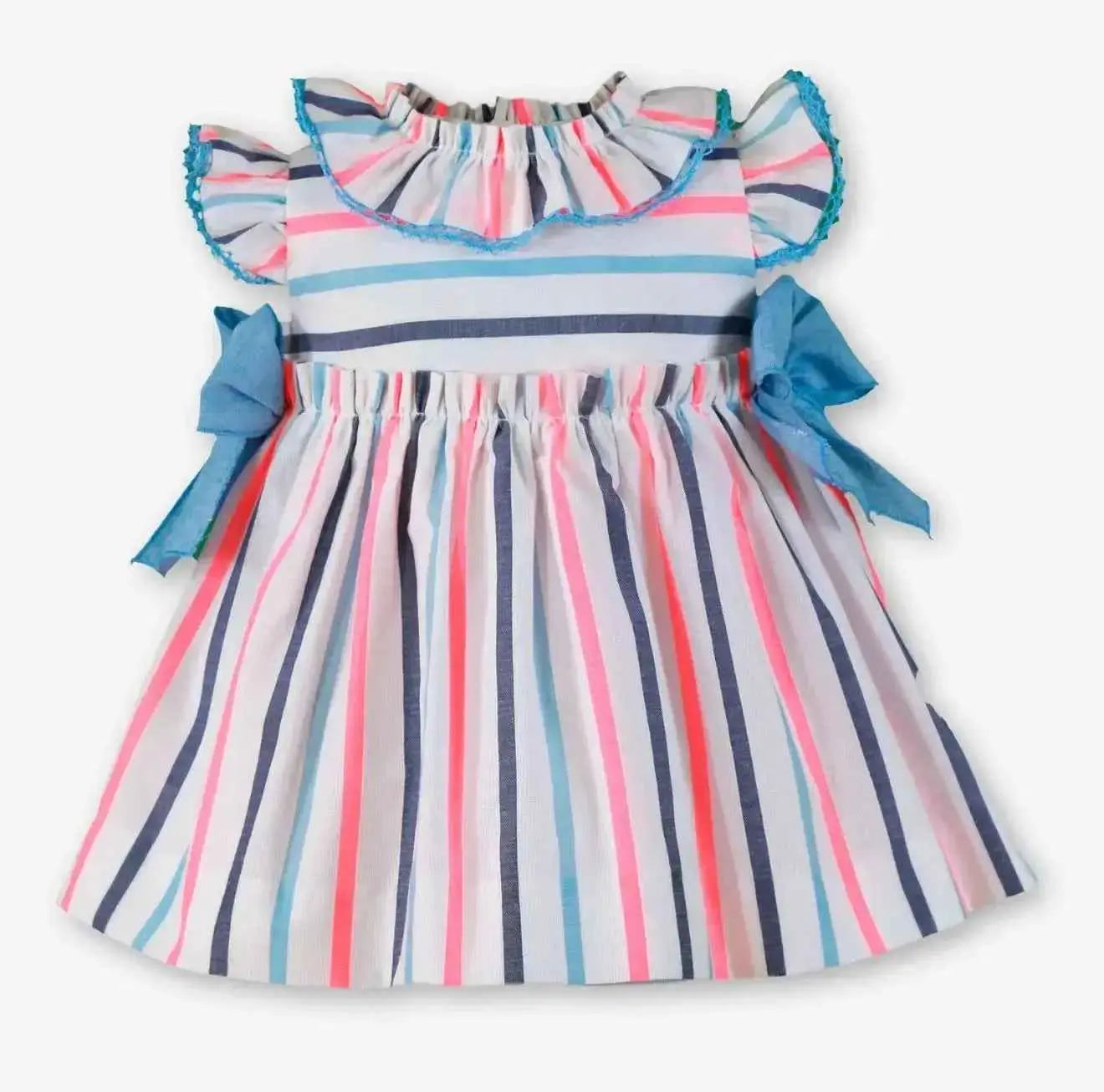 SS26 Miranda Baby Girls Neon Stripe Dress & Knickers