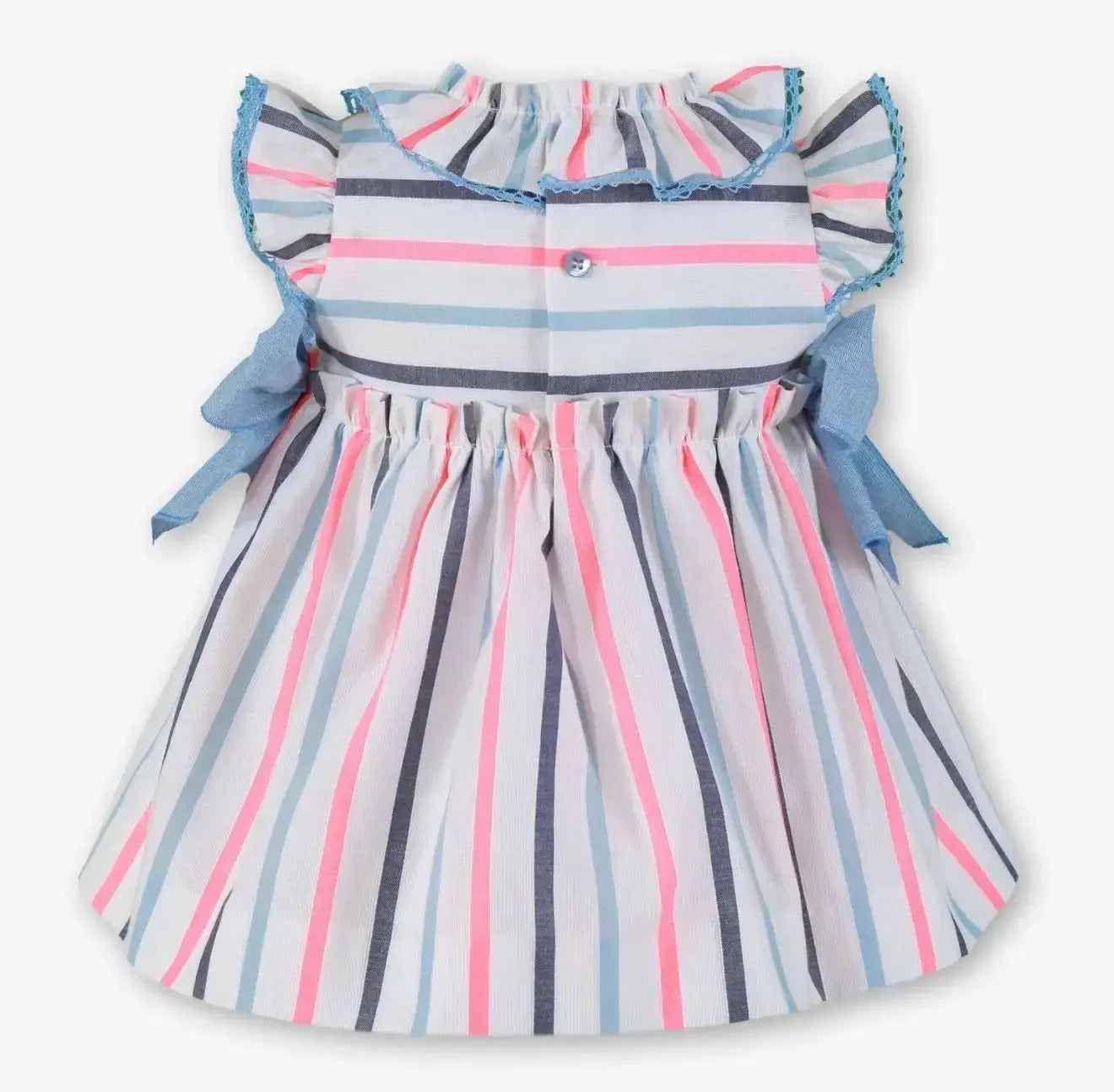 SS26 Miranda Baby Girls Neon Stripe Dress & Knickers