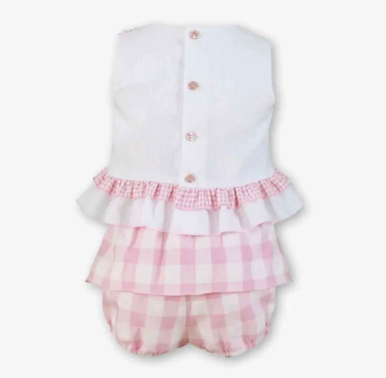 SS26 Miranda Baby Girls Pink & White Check Jam Pant Set