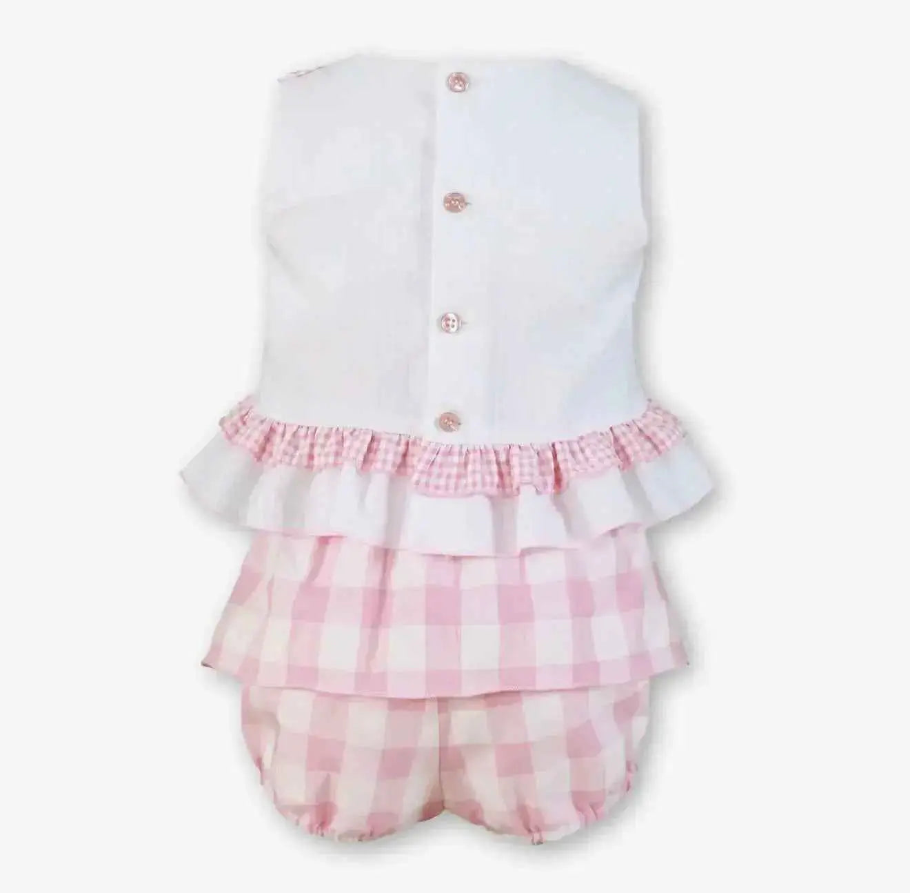 SS26 Miranda Baby Girls Pink & White Check Jam Pant Set