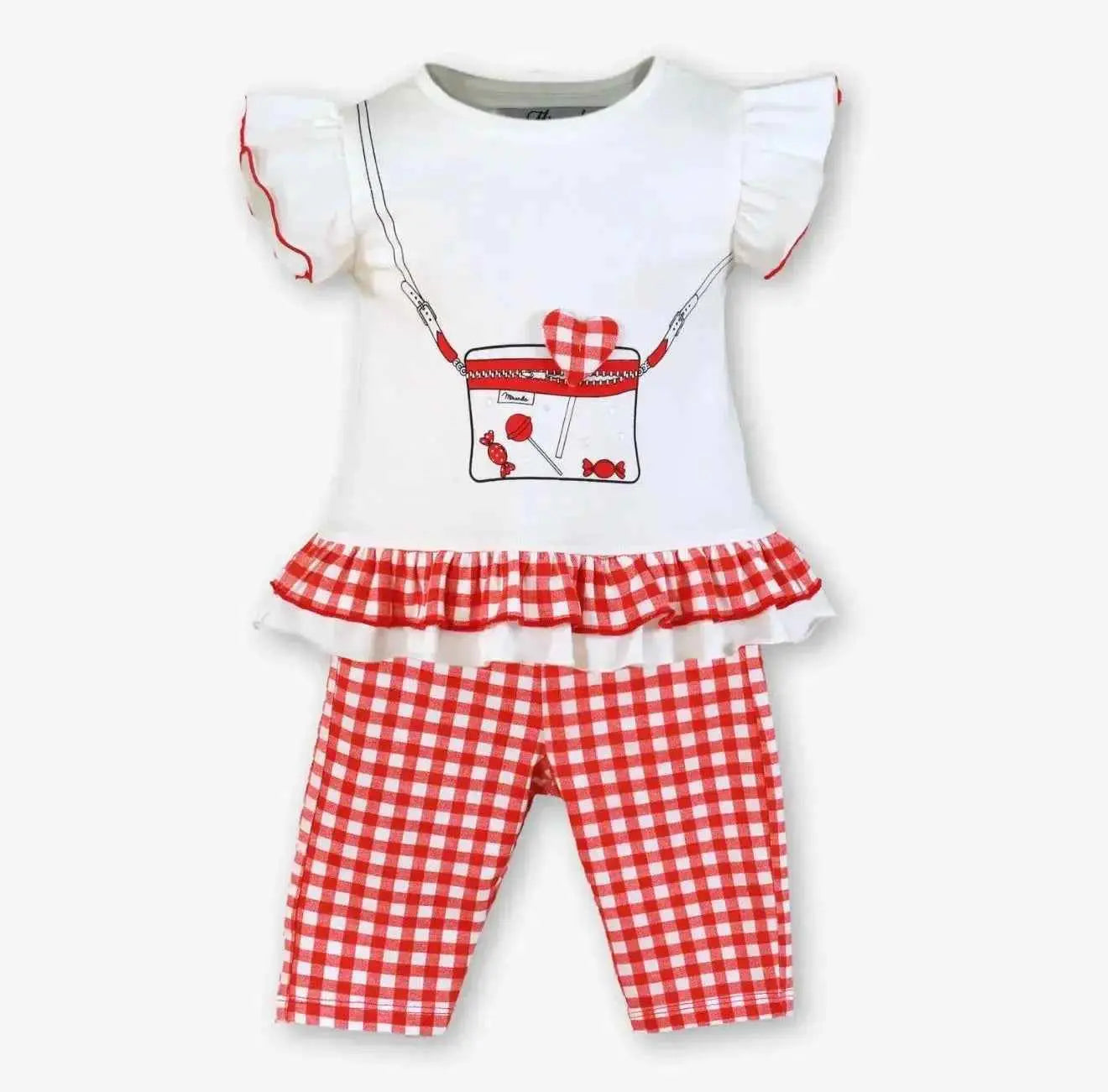 SS26 Miranda Baby Girls Red Check Legging Set
