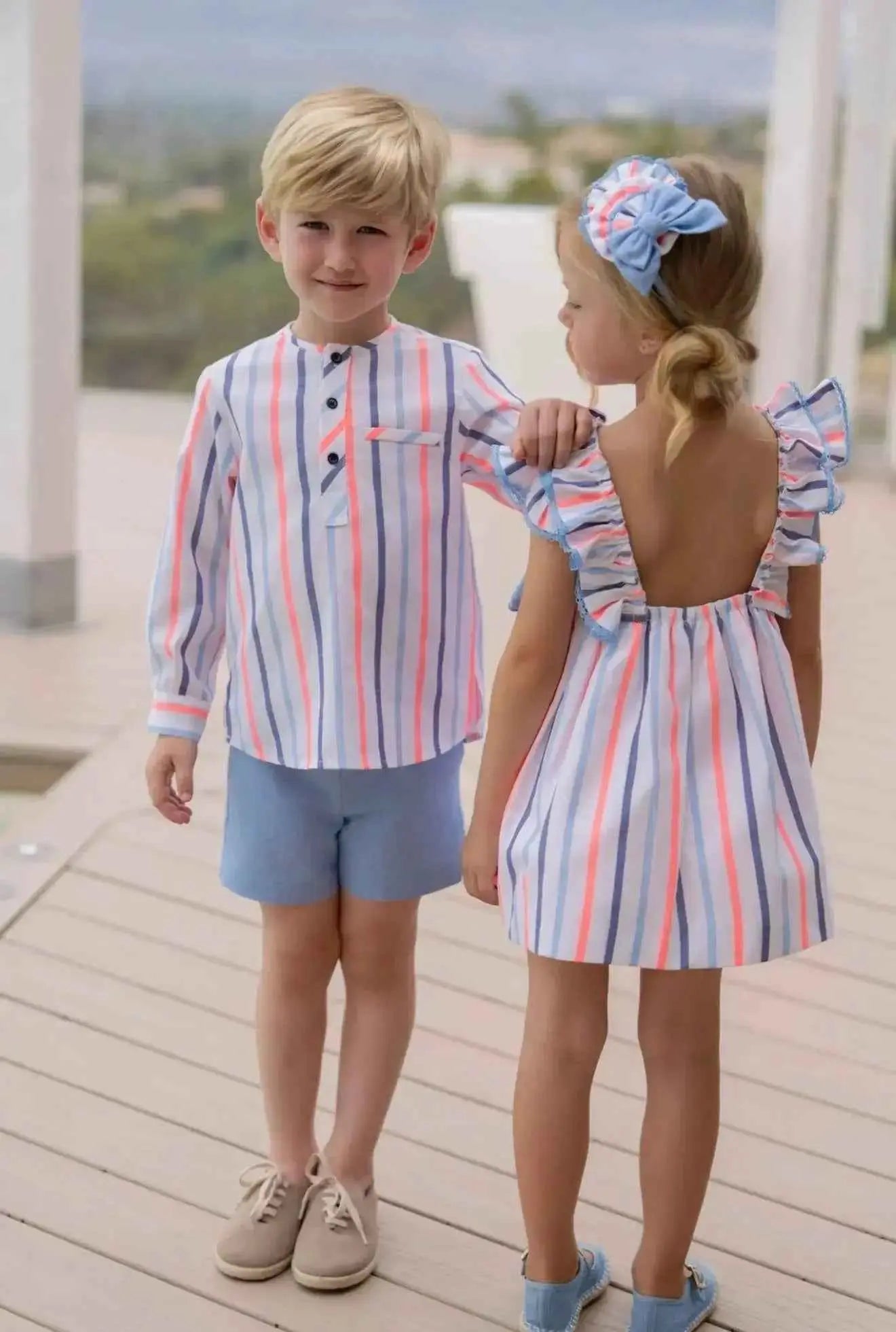 SS26 Miranda Boys Neon Stripe Shirt & Short Set