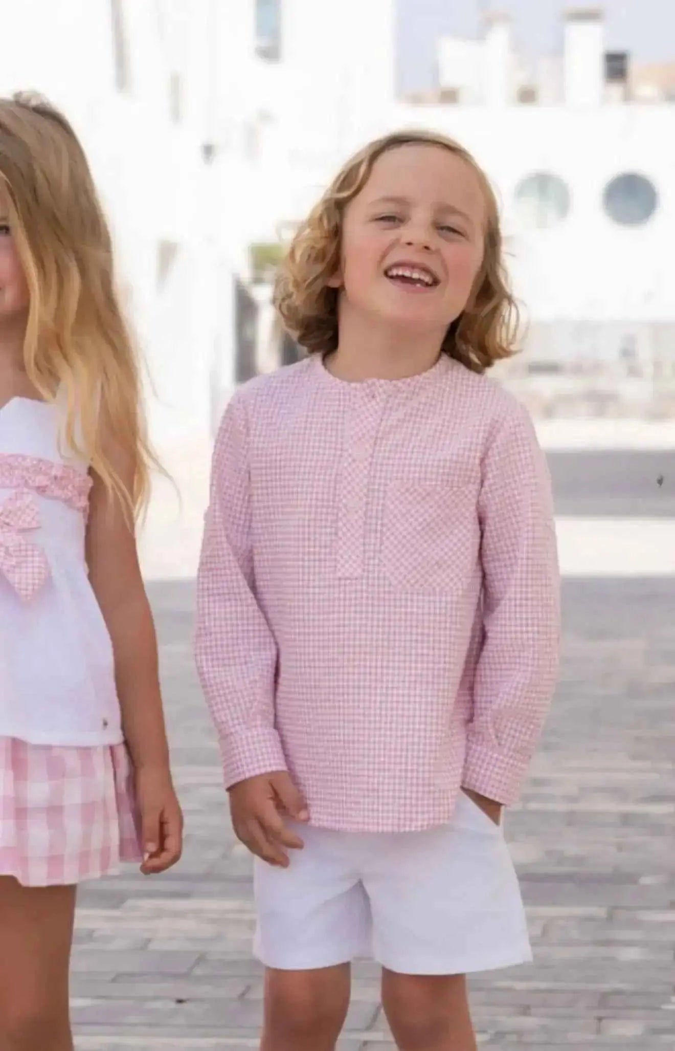 SS26 Miranda Boys Pink & White Check Shirt & Shorts