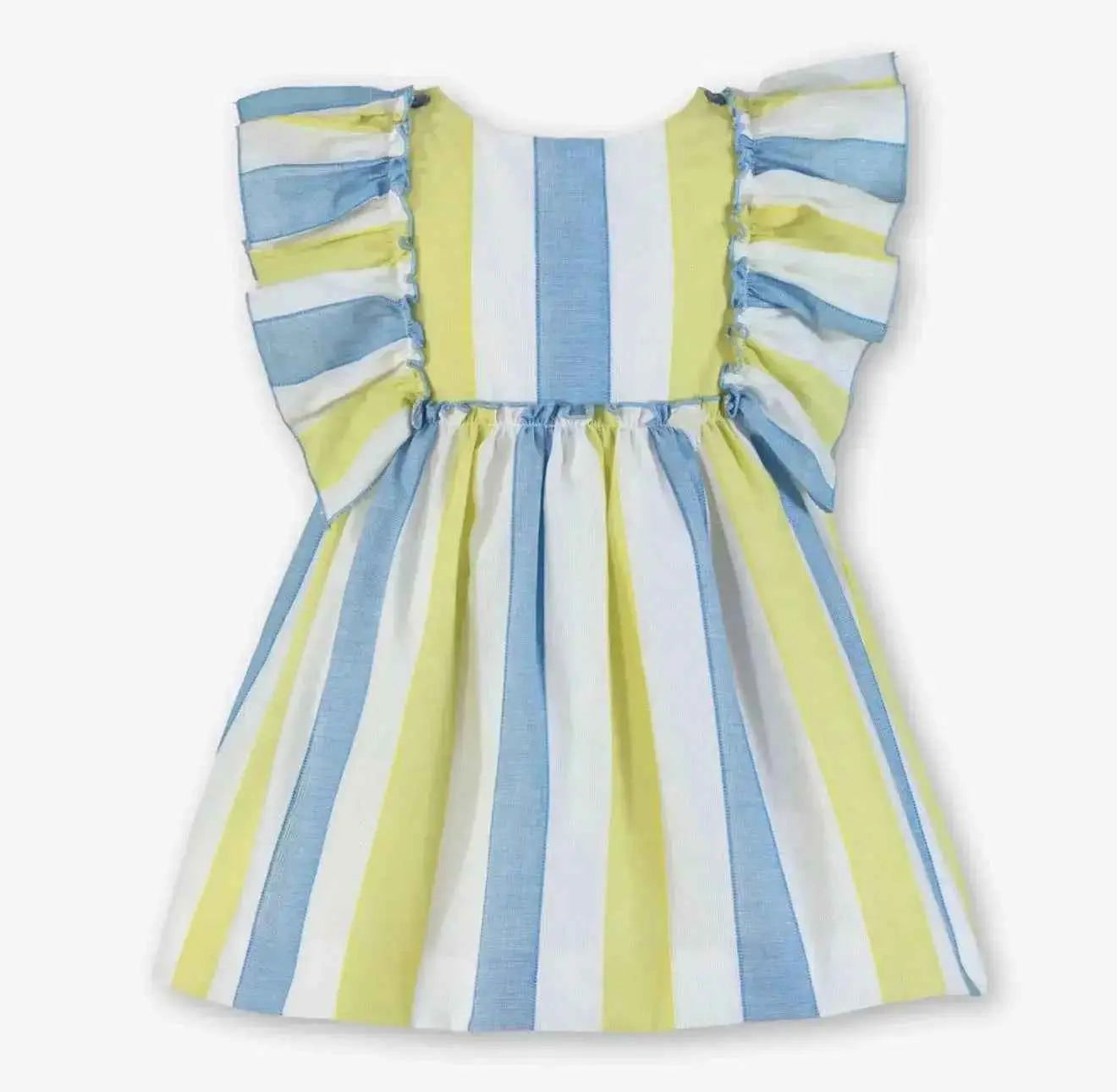 SS26 Miranda Girls Lime & Blue Stripe Sun Dress