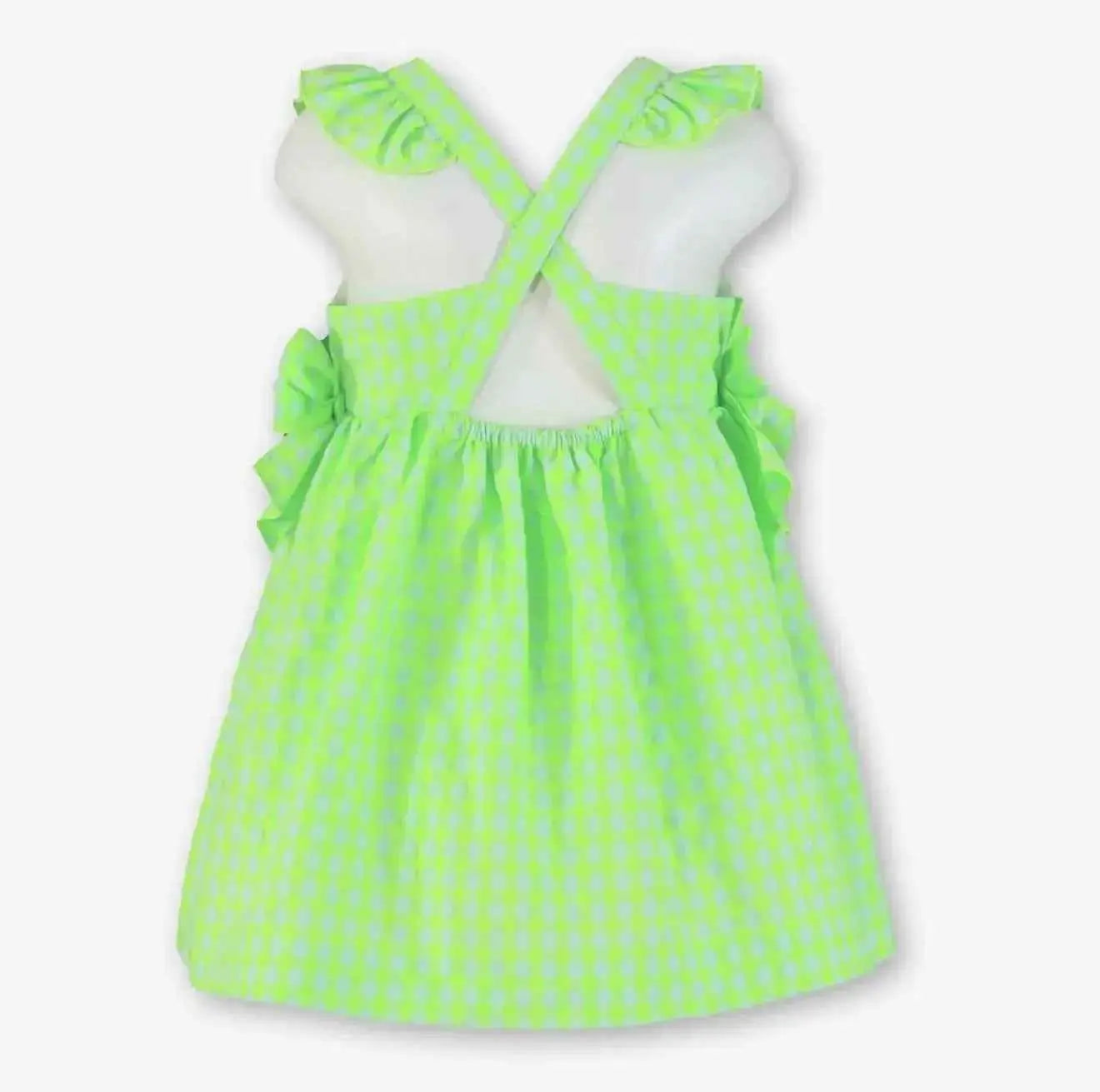 SS26 Miranda Girls Neon Lime Check Sun Dress