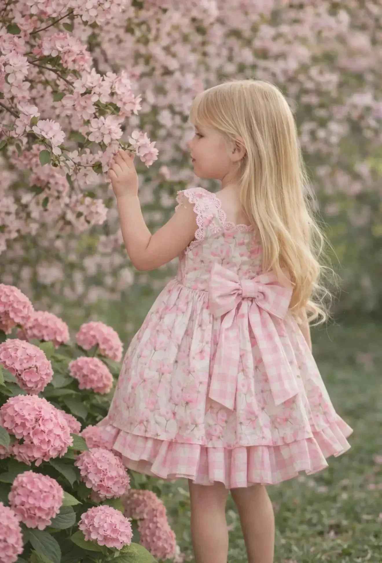 SS26 Miranda Girls Pink Floral & Check Headband