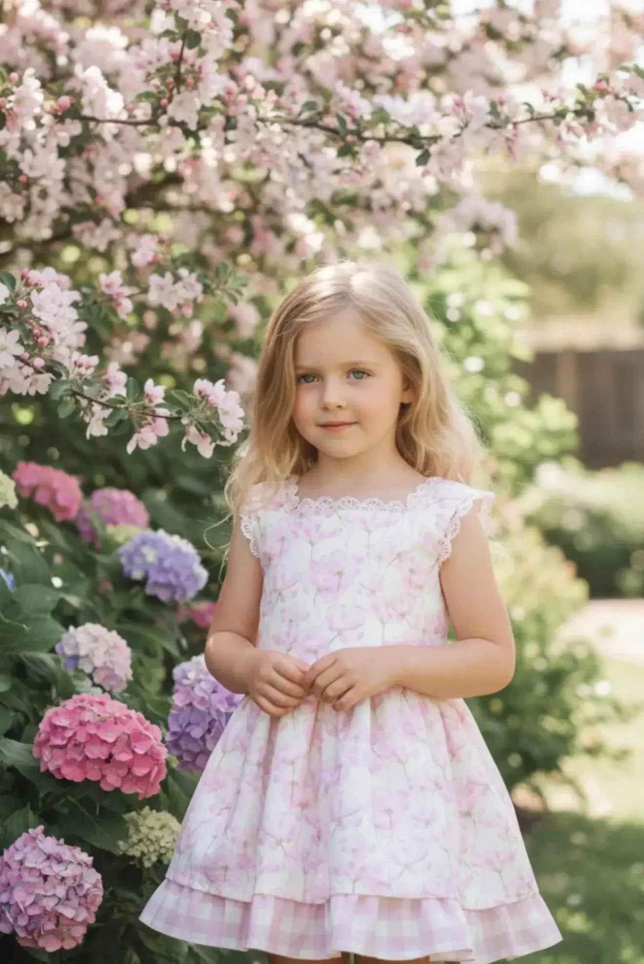 SS26 Miranda Girls Pink Floral Bow Back Dress