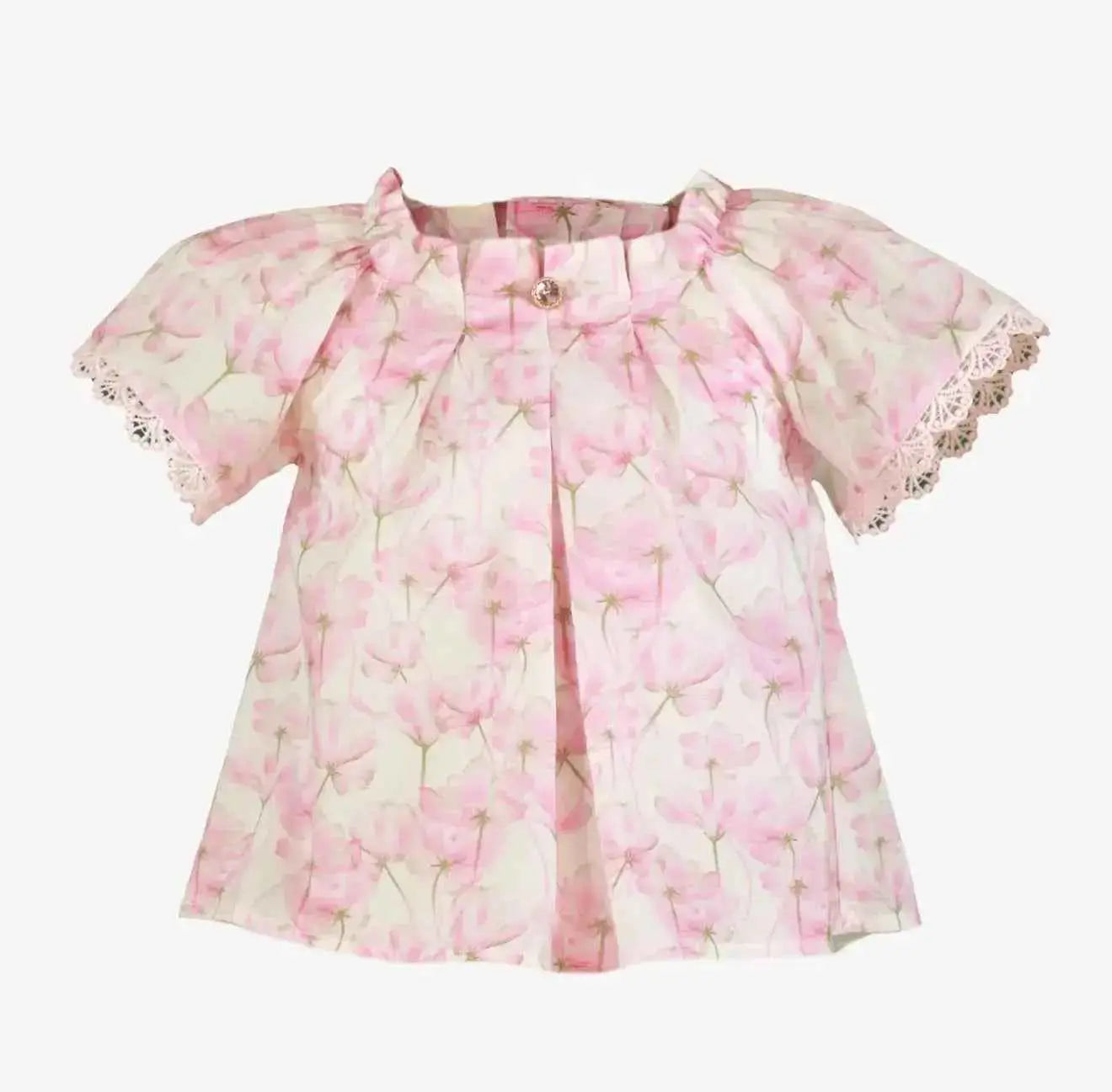 SS26 Miranda Girls Pink Floral Shirt & Gingham Skirt