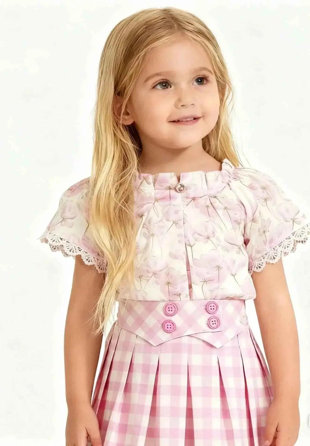 SS26 Miranda Girls Pink Floral & Check Headband