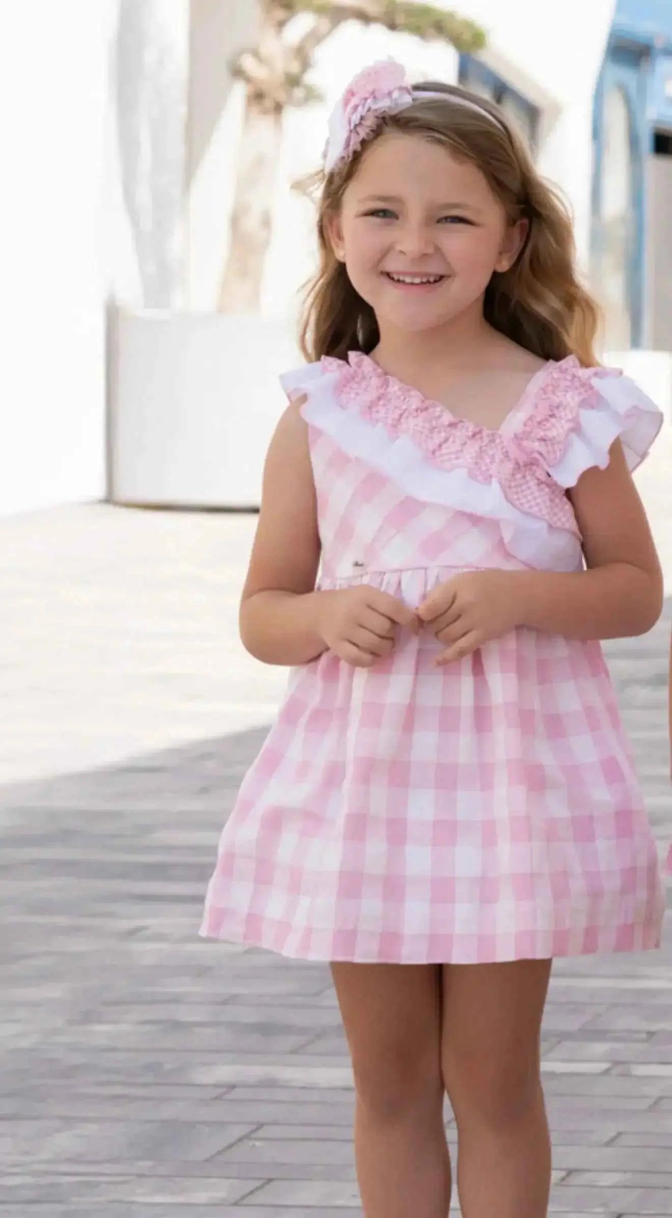 SS26 Miranda Girls Pink & White Check Dress